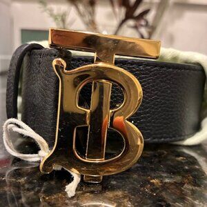 Mens Burberry TB Black Belt Size 32/80 Made in Italy